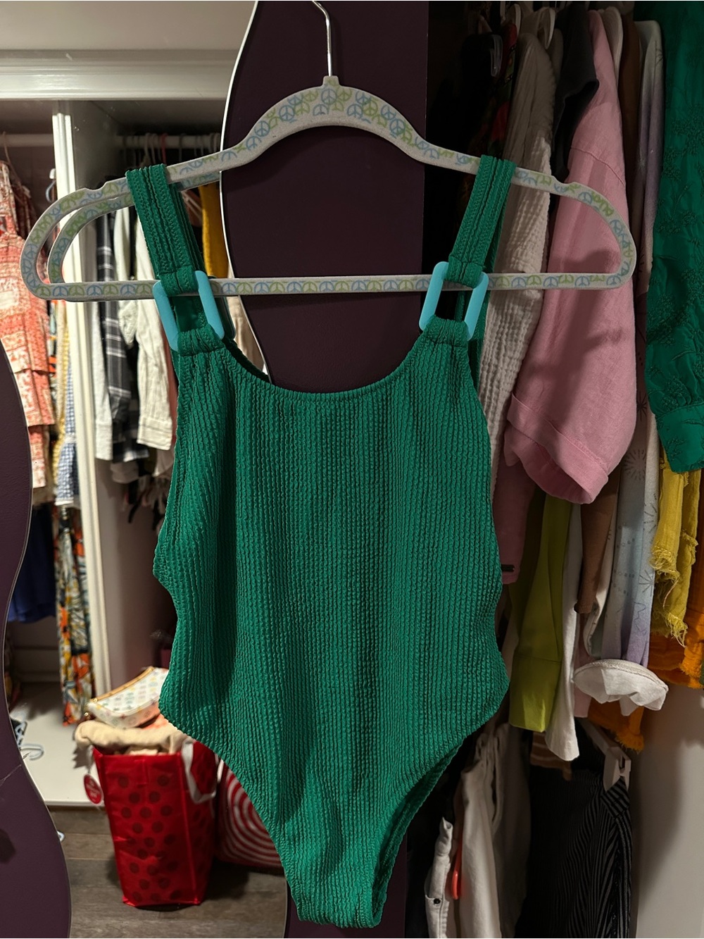 aerie Green Textured One-Piece Swimsuit
